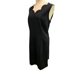 Size 16 Talbots Black Scalloped Neckline Sheath Dress Sleeveless